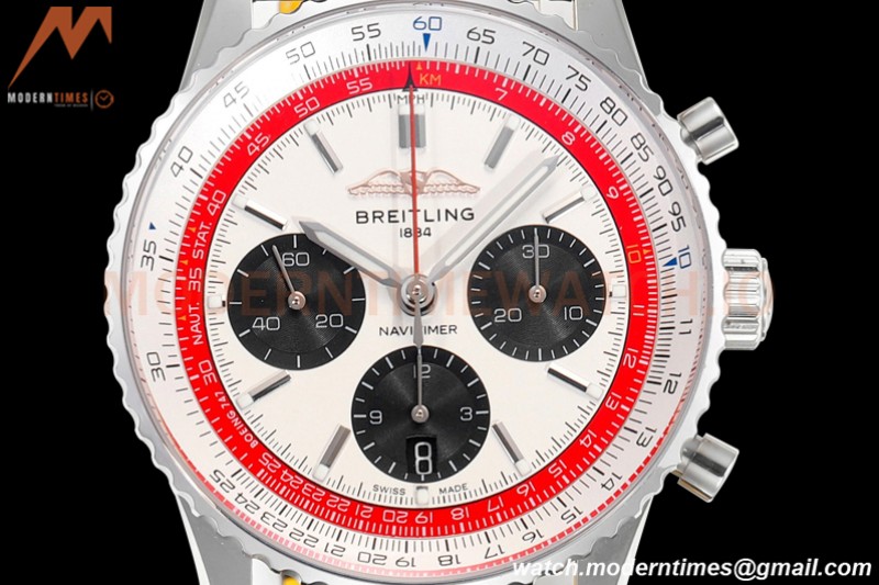 Breitling - Navitimer Chronograph B01 43mm SS/LE Wht/Stk Boeing 747 BLS A7750 Mod