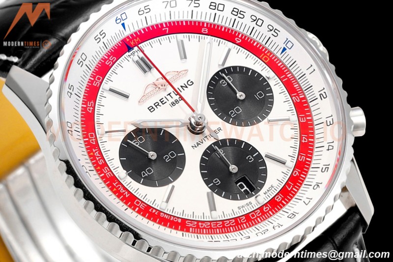 Breitling - Navitimer Chronograph B01 43mm SS/LE Wht/Stk Boeing 747 BLS A7750 Mod