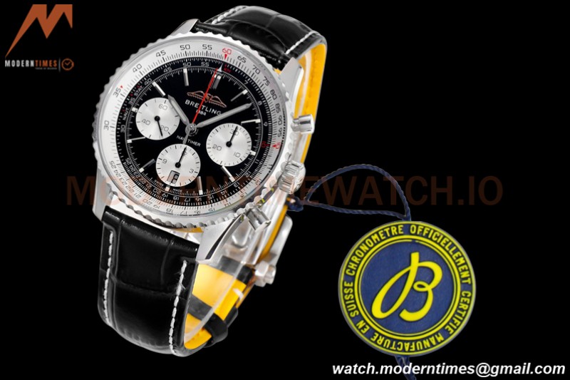 Breitling - Navitimer Chronograph B01 43mm SS/LE Blk/Stk BLS A7750 Mod