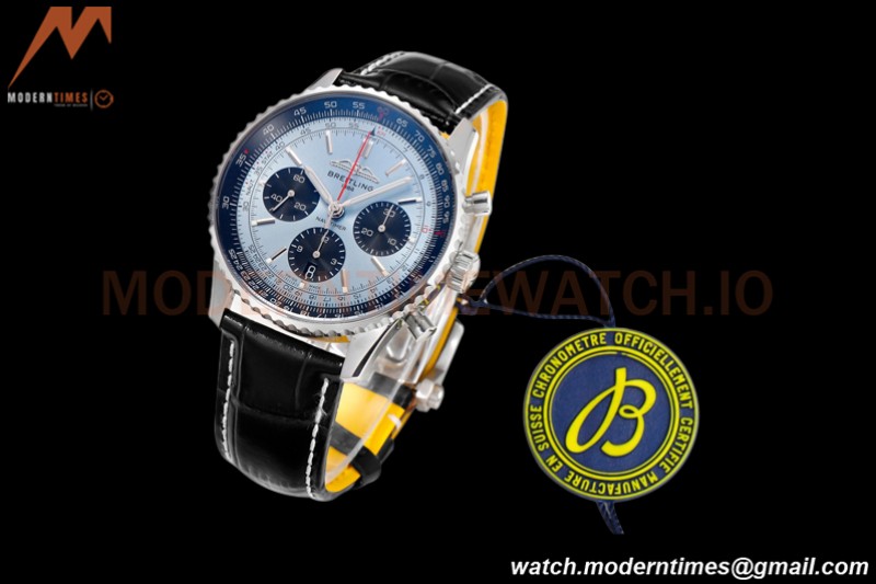 Breitling - Navitimer Chronograph B01 43mm SS/LE Ice Blue/Stk BLS A7750 Mod