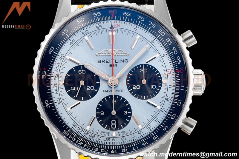 Breitling - Navitimer Chronograph B01 43mm SS/LE Ice Blue/Stk BLS A7750 Mod
