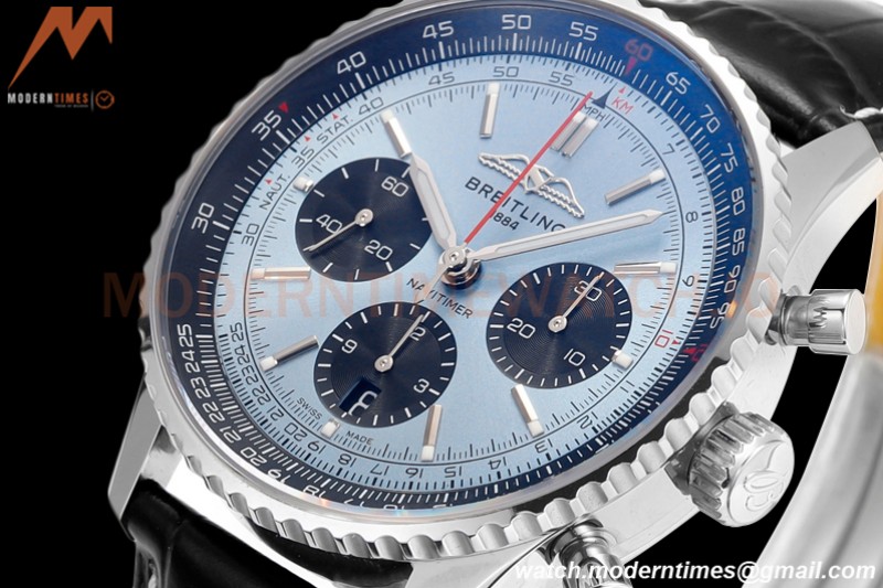 Breitling - Navitimer Chronograph B01 43mm SS/LE Ice Blue/Stk BLS A7750 Mod