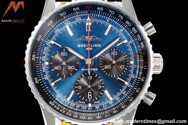 Breitling - Navitimer Chronograph B01 43mm SS/LE Navy Blue/Stk BLS A7750 Mod