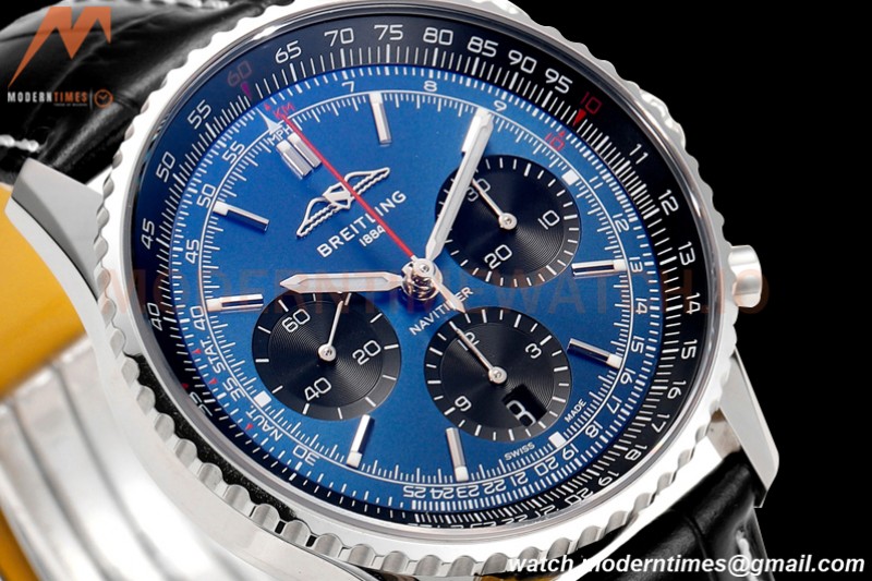 Breitling - Navitimer Chronograph B01 43mm SS/LE Navy Blue/Stk BLS A7750 Mod