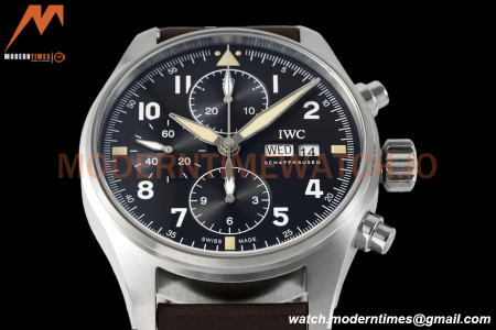 IWC - Pilots Chrono Spitfire IW387903 SS/LE Blk/Num ZF V2 A7750