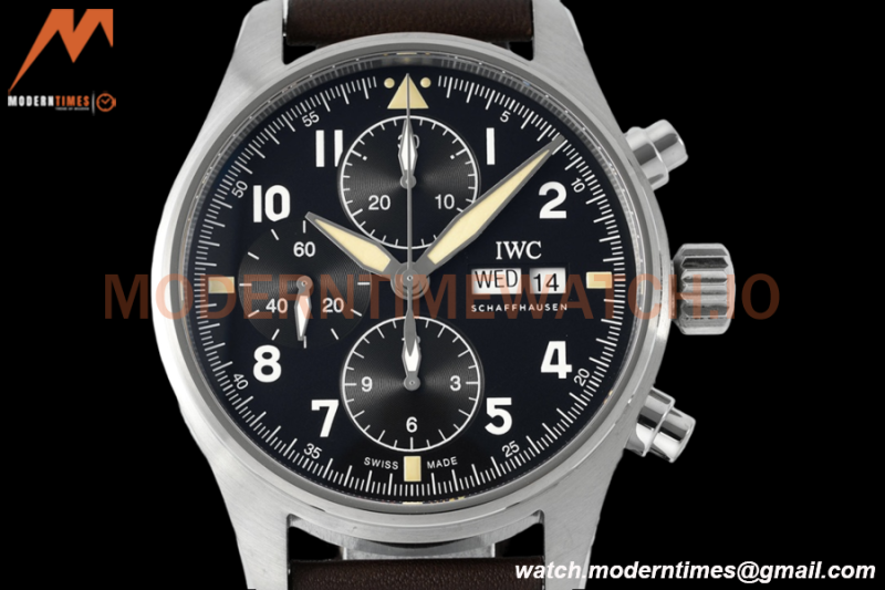 IWC - Pilots Chrono Spitfire IW387903 SS/LE Blk/Num ZF V2 A7750