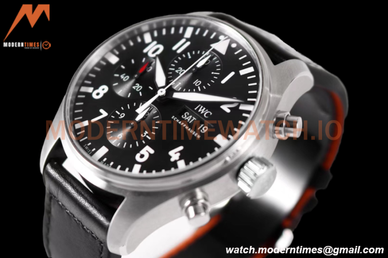 IWC - Pilots Chrono IW377709 SS/LE Blk/Num ZF V2 A7750
