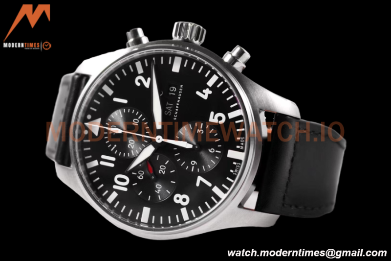 IWC - Pilots Chrono IW377709 SS/LE Blk/Num ZF V2 A7750