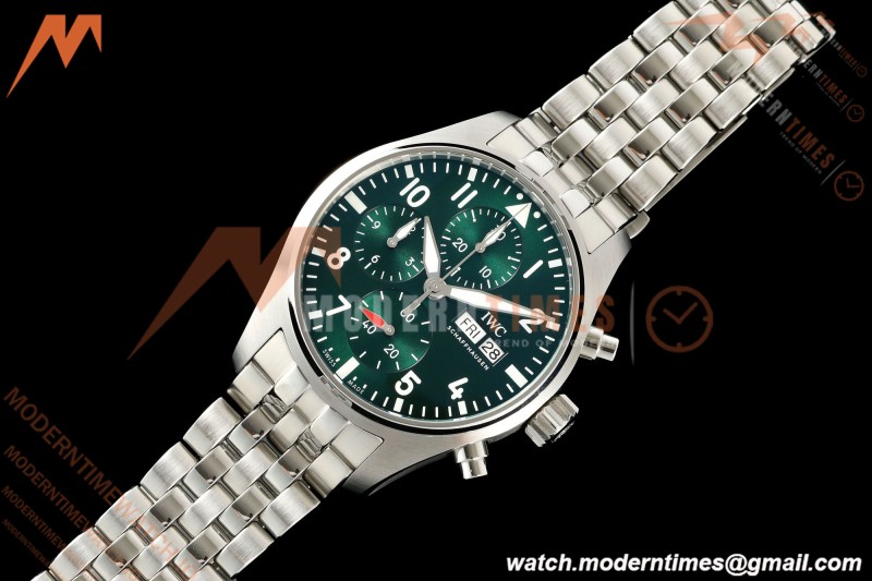 IWC - Pilots Chrono IW388104 41mm SS/SS Grn/Num APSF Cal. 69385 Mod