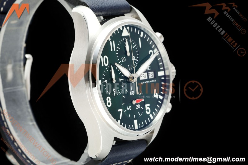 IWC - Pilots Chrono IW388103 41mm SS/LE Grn/Num APSF Cal. 69385 Mod
