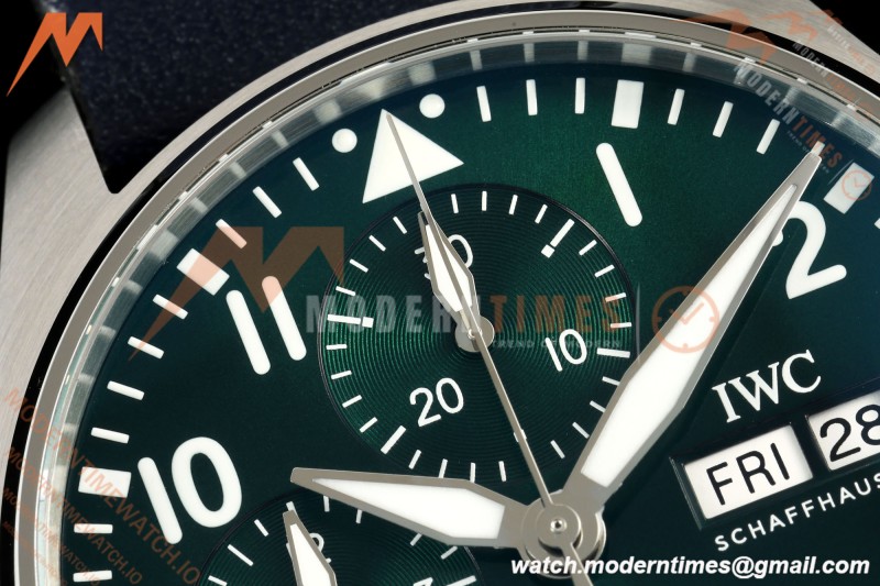 IWC - Pilots Chrono IW388103 41mm SS/LE Grn/Num APSF Cal. 69385 Mod