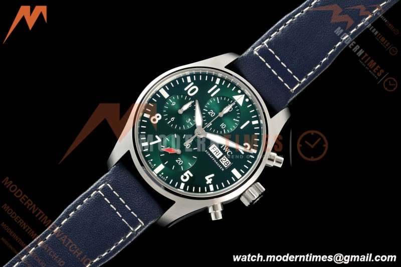 IWC - Pilots Chrono IW388103 41mm SS/LE Grn/Num APSF Cal. 69385 Mod