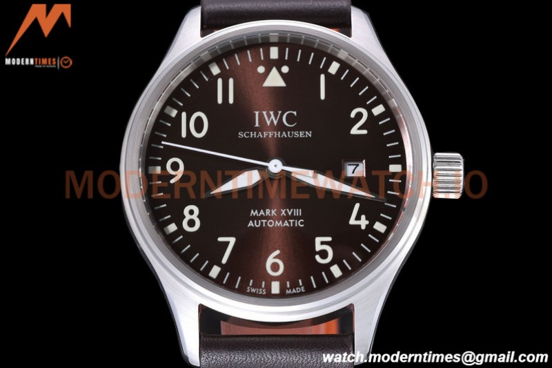 IWC - Mark XVIII 40mm Pilots Automatic SS/LE Brown GDF MY8215