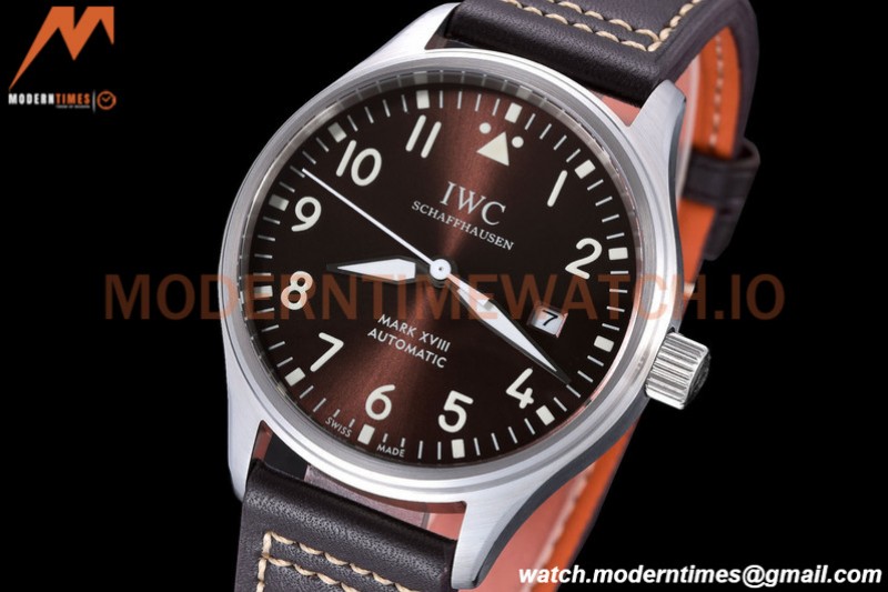 IWC - Mark XVIII 40mm Pilots Automatic SS/LE Brown GDF MY8215