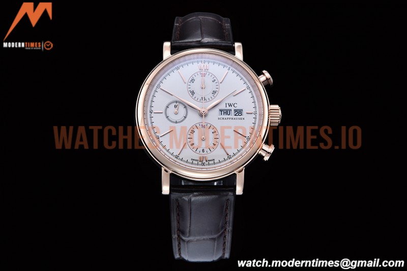 IWC - Portofino Chrono IW3910 RG/LE Wht/RG Stk TWF A7750