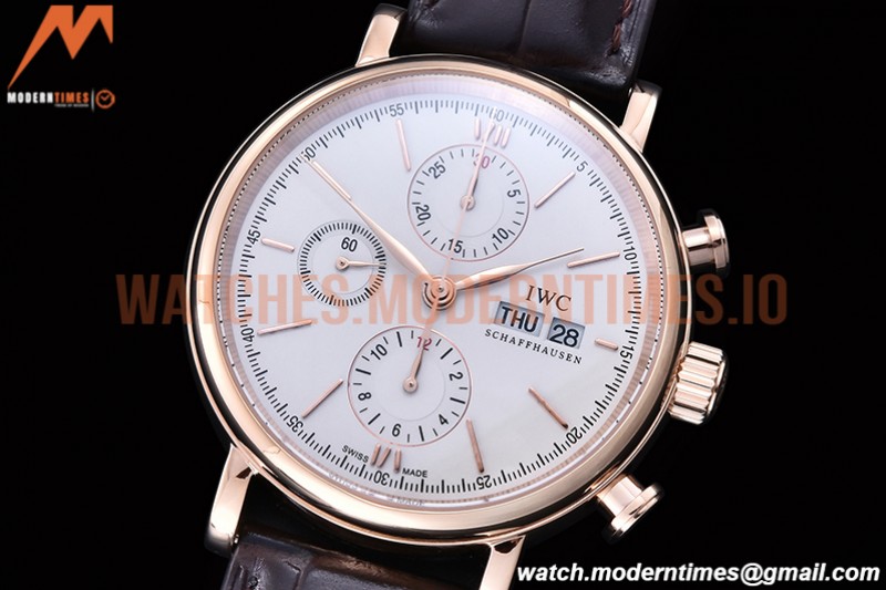 IWC - Portofino Chrono IW3910 RG/LE Wht/RG Stk TWF A7750