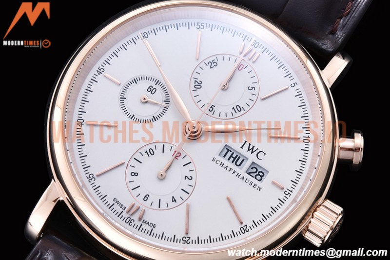 IWC - Portofino Chrono IW3910 RG/LE Wht/RG Stk TWF A7750