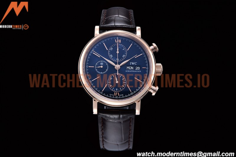 IWC - Portofino Chrono IW3910 RG/LE Blue/RG Stk TWF A7750