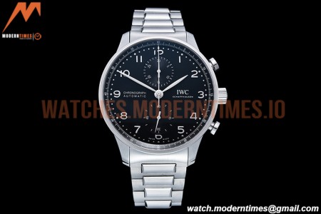 IWC - Portuguese Chrono Ed IW3716 SS/SS Blk/Num ZF A69355
