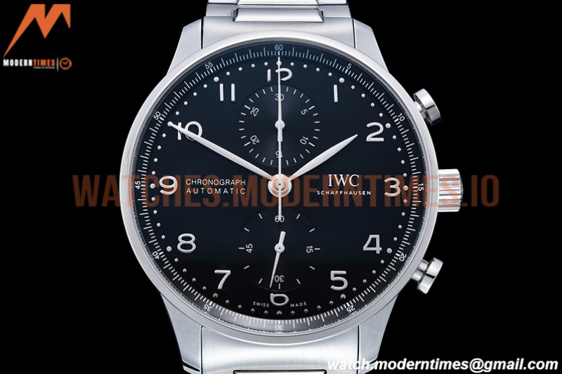 IWC - Portuguese Chrono Ed IW3716 SS/SS Blk/Num ZF A69355