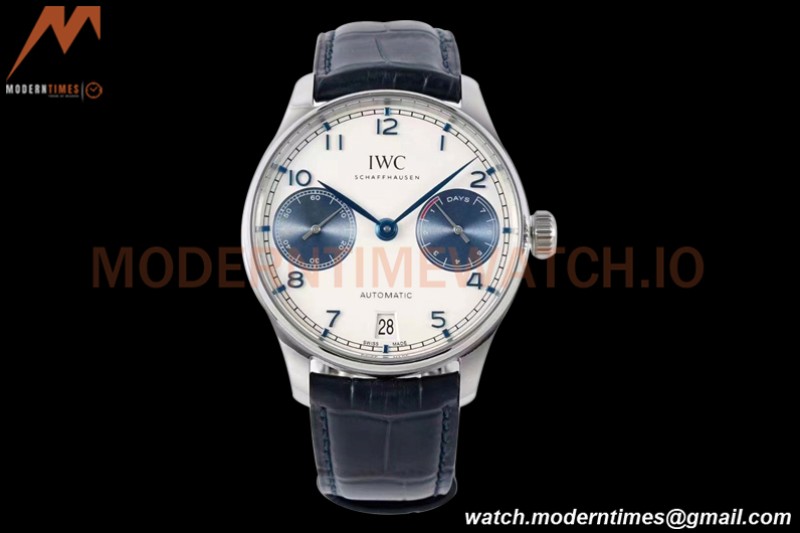IWC - Portugieser Automatic IW500715 SS/LE Wht/Num Blue AZF A52010