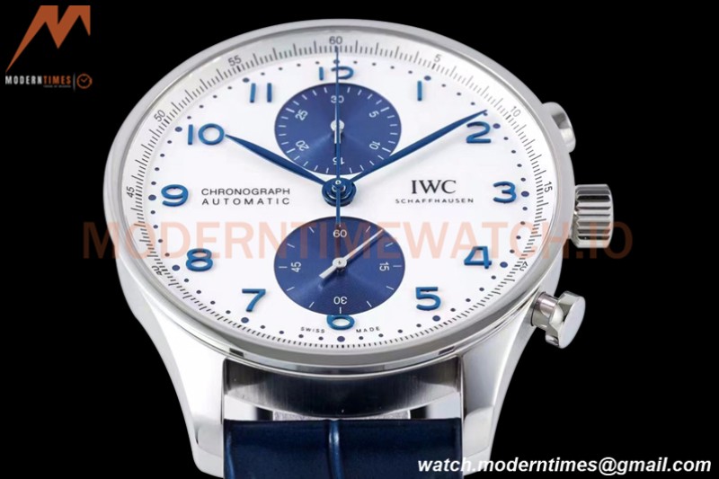 IWC - Portuguese Chronograph IW371620 SS/LE Wht/Num Blue AZF A69355