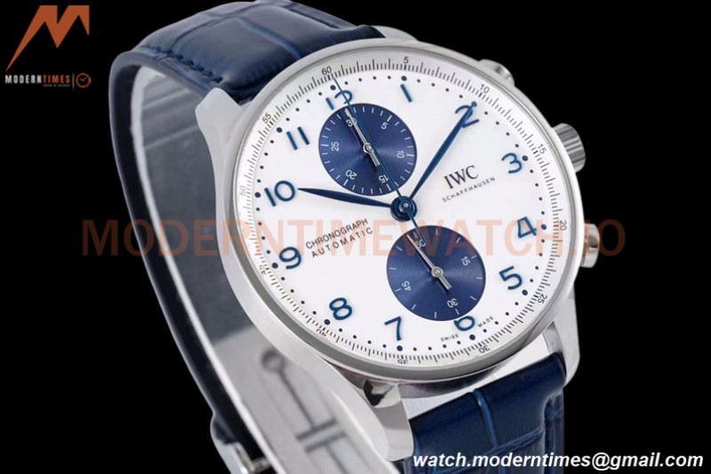 IWC - Portuguese Chronograph IW371620 SS/LE Wht/Num Blue AZF A69355