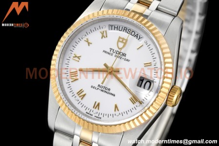 Tudor - Prince Date-Day 36mm Automatic YG/SS Wht/Rmn MKS A2824