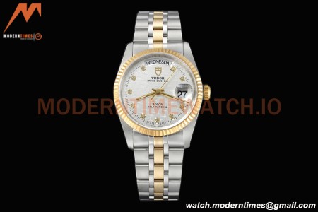 Tudor - Prince Date-Day 36mm Automatic YG/SS Silv/Dia MKS A2824