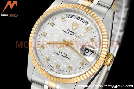 Tudor - Prince Date-Day 36mm Automatic YG/SS Silv/Dia MKS A2824