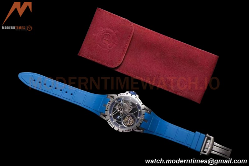 Roger Dubuis - Excalibur Spider 45mm TI/RU Blue Skeleton Flying Tourbillon JBF