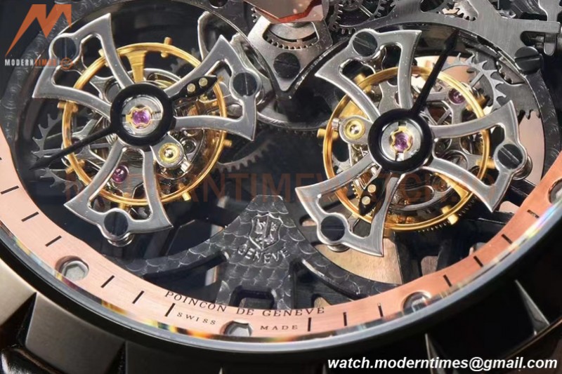 Roger Dubuis - Excalibur 45mm BLK/RG BLK/LE Skeleton YSF Duo Tourbillon