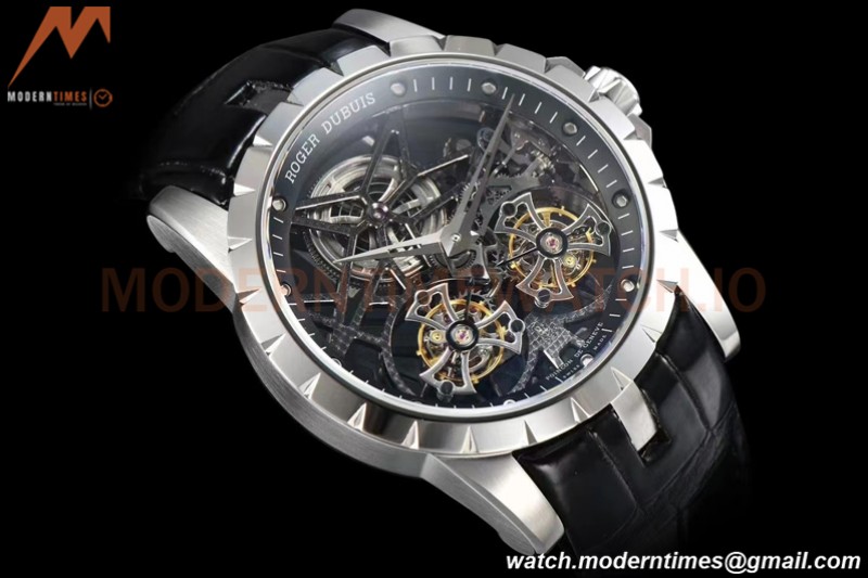 Roger Dubuis - Excalibur 45mm SS/WHT BLK/LE Skeleton YSF Duo Tourbillon