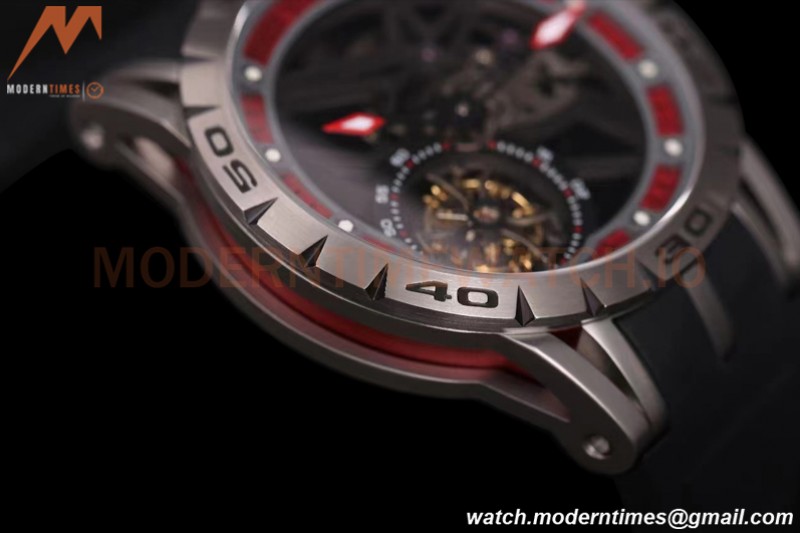 Roger Dubuis - Excalibur Spider 45mm TI/RU Black/Red Skeleton Flying Tourbillon JBF
