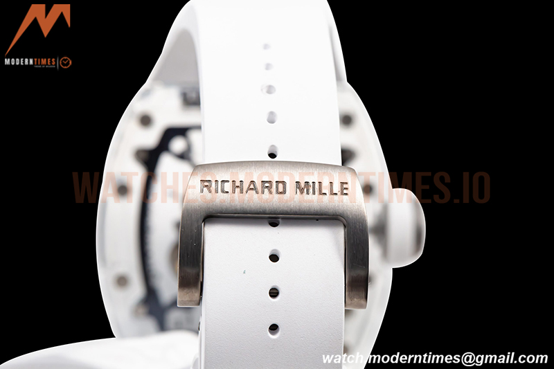 Richard Mille - RM055 Transparent SONIC Edition Skeleton Blue Dial on White Nylon Strap Clone RMUL2
