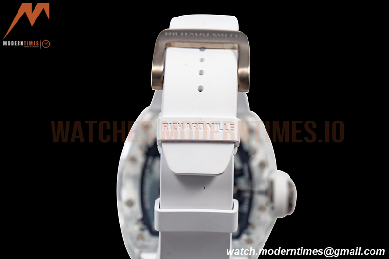 Richard Mille - RM055 Transparent SONIC Edition Skeleton Blue Dial on White Nylon Strap Clone RMUL2