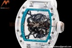 Richard Mille - RM055 Transparent SONIC Edition Skeleton Blue Dial on White Nylon Strap Clone RMUL2
