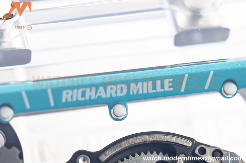 Richard Mille - RM055 Transparent SONIC Edition Skeleton Blue Dial on White Nylon Strap Clone RMUL2