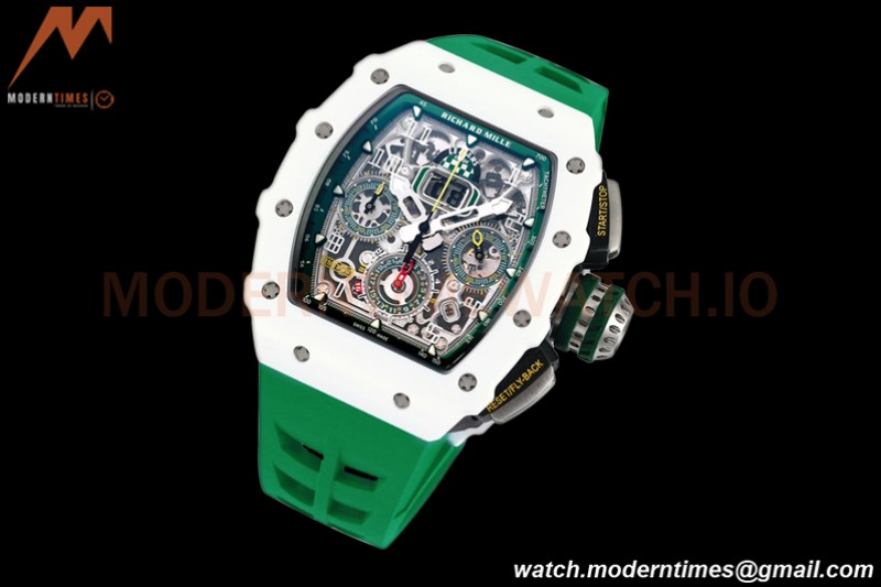 Richard Mille - RM11-03 Le Mans Classic Flyback Chrono Wht-Cer/Ru Green/Ske KVF V5 A7750