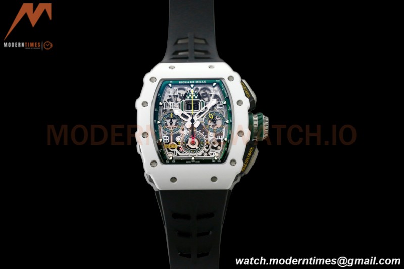 Richard Mille - RM11-03 Le Mans Classic Flyback Chrono Wht-Cer/Ru Blk/Ske KVF V5 A7750