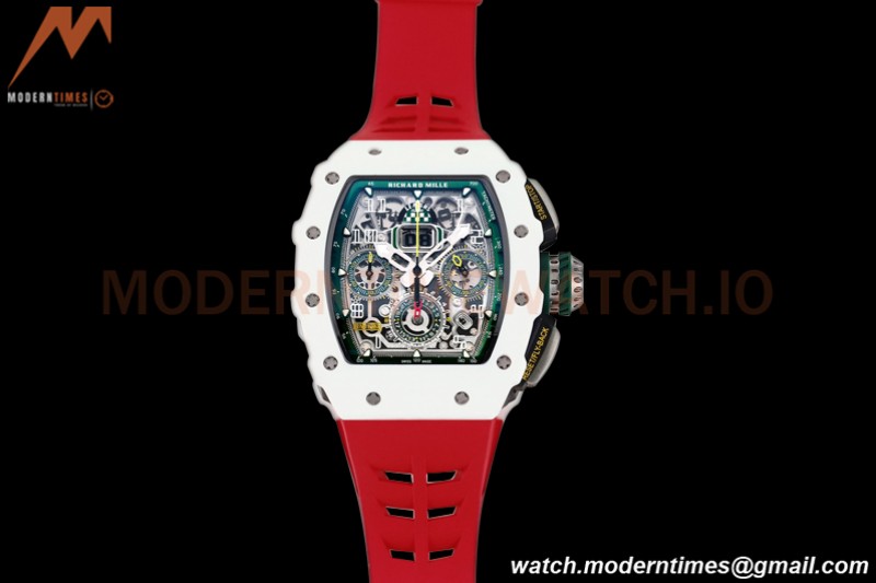 Richard Mille - RM11-03 Le Mans Classic Flyback Chrono Wht-Cer/Ru Red/Ske KVF V5 A7750