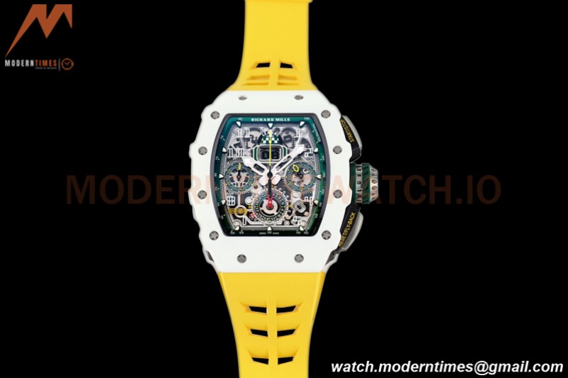 Richard Mille - RM11-03 Le Mans Classic Flyback Chrono Wht-Cer/Ru Yelw/Ske KVF V5 A7750