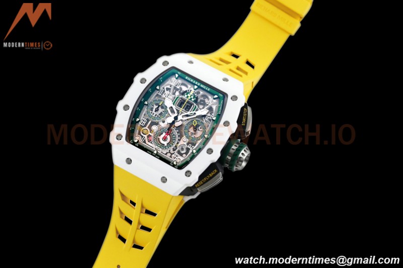 Richard Mille - RM11-03 Le Mans Classic Flyback Chrono Wht-Cer/Ru Yelw/Ske KVF V5 A7750