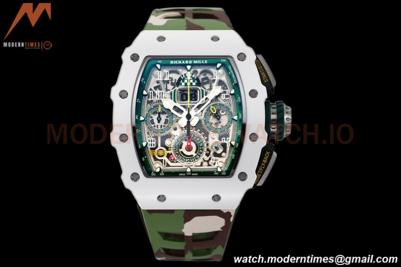 Richard Mille - RM11-03 Le Mans Classic Flyback Chrono Wht-Cer/Ru Camou/Ske KVF V5 A7750