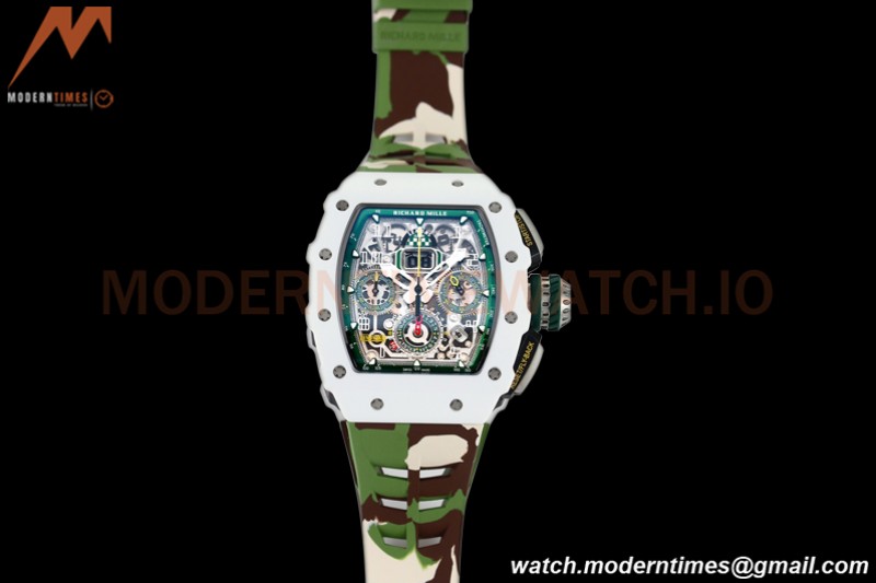 Richard Mille - RM11-03 Le Mans Classic Flyback Chrono Wht-Cer/Ru Camou/Ske KVF V5 A7750