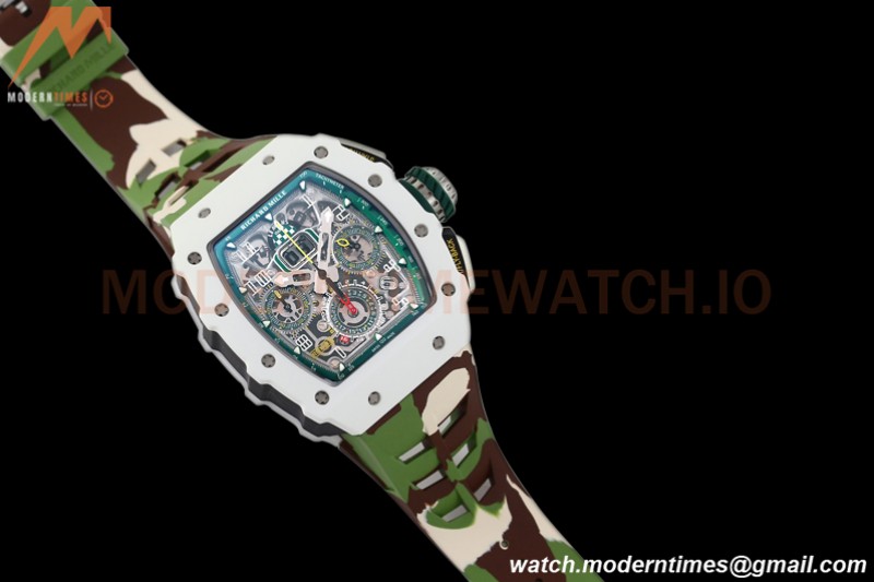 Richard Mille - RM11-03 Le Mans Classic Flyback Chrono Wht-Cer/Ru Camou/Ske KVF V5 A7750