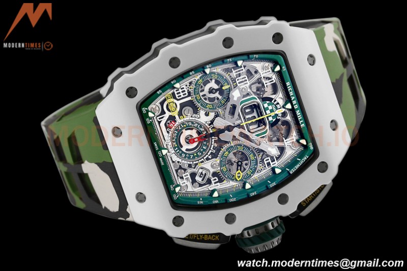 Richard Mille - RM11-03 Le Mans Classic Flyback Chrono Wht-Cer/Ru Camou/Ske KVF V5 A7750
