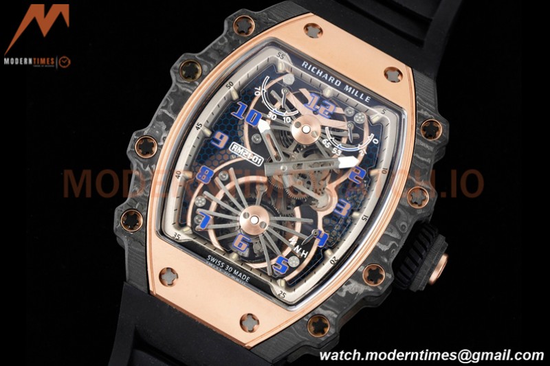 Richard Mille - RM021-01 Tourbillon CF/RU/RG Black Skeleton RMF Tourb