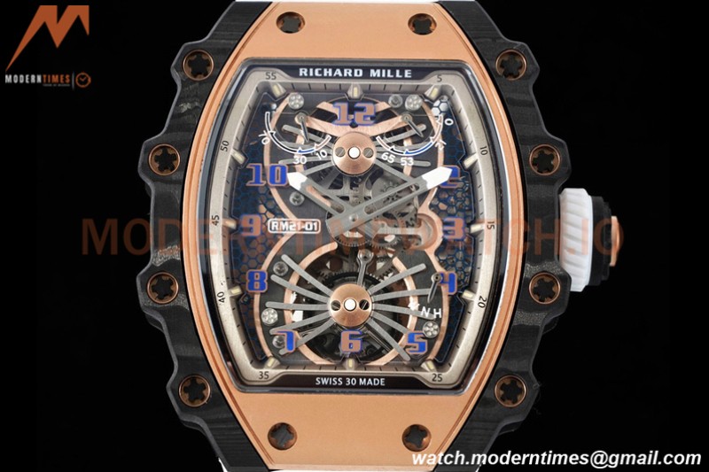 Richard Mille - RM021-01 Tourbillon CF/RU/RG White Skeleton RMF Tourb