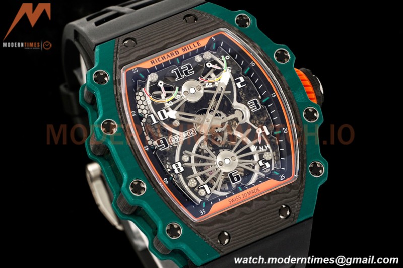 Richard Mille - RM021-02 Tourbillon CF/RU Green Black Skeleton RMF Tourb